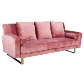 Canapé Convertible Velours "Albine" 210cm Rose