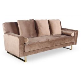 Canapé Convertible Velours "Albine" 210cm Taupe