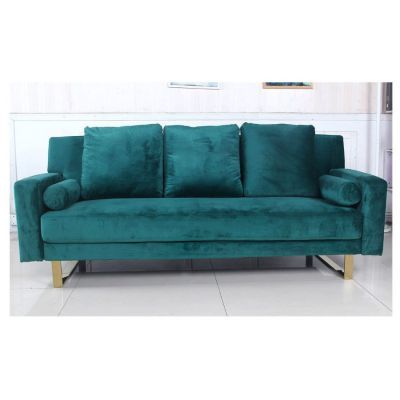 Canapé Convertible Velours "Albine" 210cm Vert