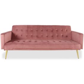 Canapé Convertible Velours "Tybio" 175cm Rose