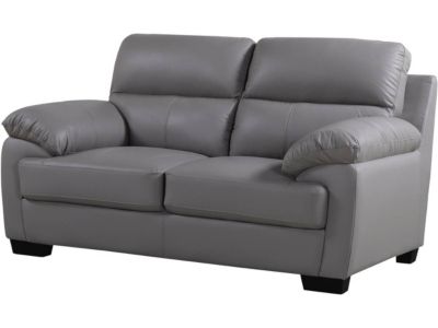 Canapé cuir et PVC "Cardiff"  163 x 92 x 93 cm  2 places  Gris clair