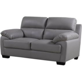 Canapé cuir et PVC "Cardiff"  163 x 92 x 93 cm  2 places  Gris clair