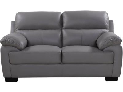 Canapé cuir et PVC "Cardiff"  163 x 92 x 93 cm  2 places  Gris clair