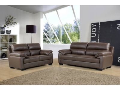 Canapé cuir et PVC "Cardiff"  163 x 92 x 93 cm  Chocolat