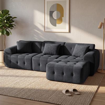 Canapé d'angle, 245 x 60 x 40 cm, Canapé modulaire avec fonction de lit, Canapé lit, Forme en L avec ottoman,