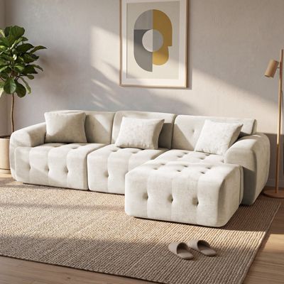Canapé d'angle, 245 x 60 x 40 cm, Canapé modulaire avec fonction de lit, Canapé lit, Forme en L avec ottoman,