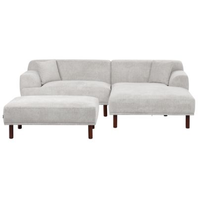 Canapé d'angle 3 places HOLT Tissu Gris clair avec ottoman Côté gauche