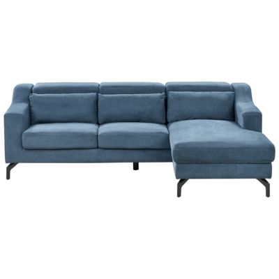 Canapé d'angle 4 places GLOSLI Tissu Bleu marine Côté gauche