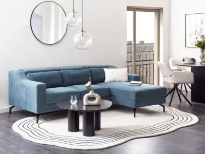 Canapé d'angle 4 places GLOSLI Tissu Bleu marine Côté gauche