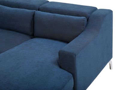 Canapé d'angle 4 places GLOSLI Tissu Bleu marine Côté gauche