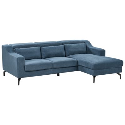 Canapé d'angle 4 places GLOSLI Tissu Bleu marine Côté gauche
