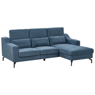 Canapé d'angle 4 places GLOSLI Tissu Bleu marine Côté gauche