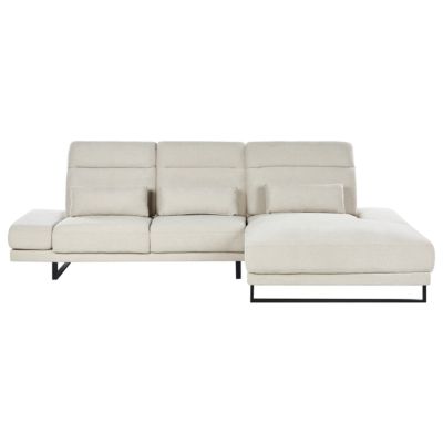 Canapé d'angle 4 places IKAST Tissu Beige clair Côté gauche