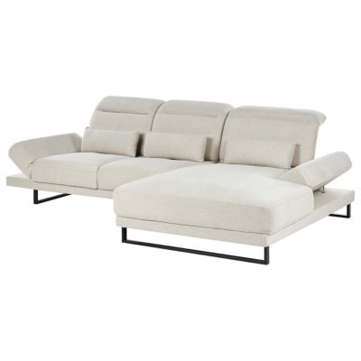 Canapé d'angle 4 places IKAST Tissu Beige clair Côté gauche