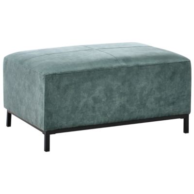 Canapé d'angle 5 places OSLO avec ottoman Velours Bleu paon Côté droit