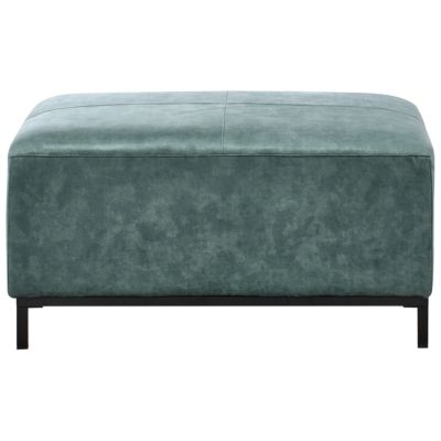 Canapé d'angle 5 places OSLO avec ottoman Velours Bleu paon Côté droit