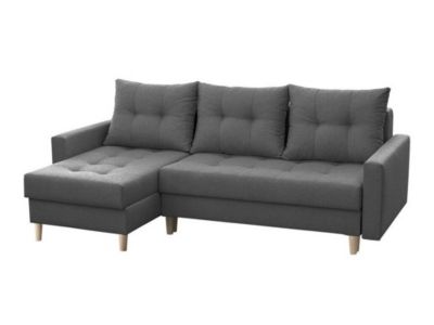 Canapé d'angle Boulder 100, Gris, Fonction de couchage, 222x140x90cm