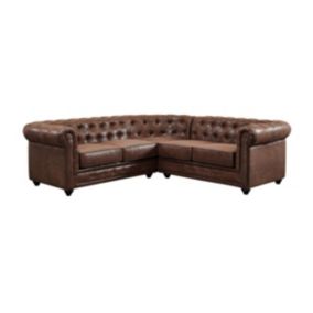 Canapé d'angle CHESTERFIELD en microfibre aspect cuir vieilli