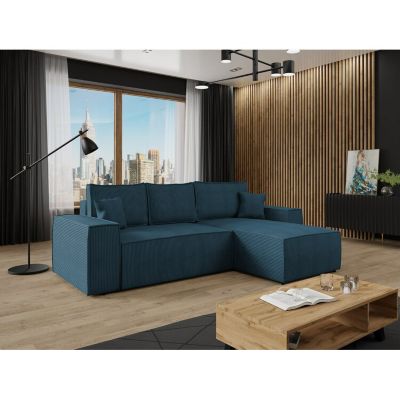 Canapé d'angle Clovis 108, Bleu, Fonction de couchage, 279x174x94cm