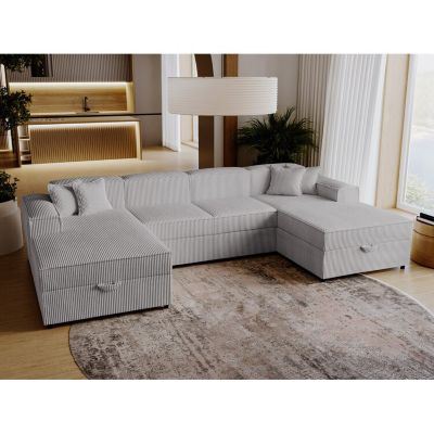 Canapé d'angle Clovis 115, Gris, Fonction de couchage, 320x166x79cm