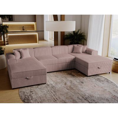 Canapé d'angle Clovis 115, Rose, Fonction de couchage, 320x166x79cm