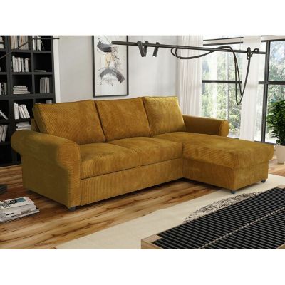 Canapé d'angle Columbus 131, Jaune, Fonction de couchage, 246x155x90cm