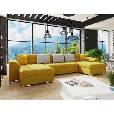Canapé d'angle Comfivo 111, Jaune, Fonction de couchage, 375x155x76cm