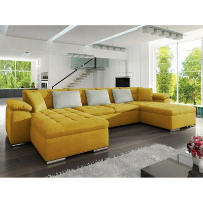 Canapé d'angle Comfivo 111, Jaune, Fonction de couchage, 375x155x76cm