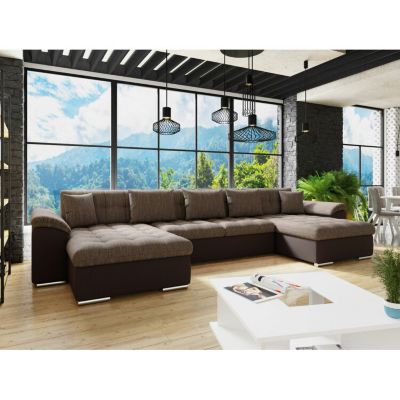 Canapé d'angle Comfivo 111, Marron, Fonction de couchage, 375x155x76cm