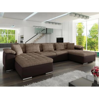Canapé d'angle Comfivo 111, Marron, Fonction de couchage, 375x155x76cm