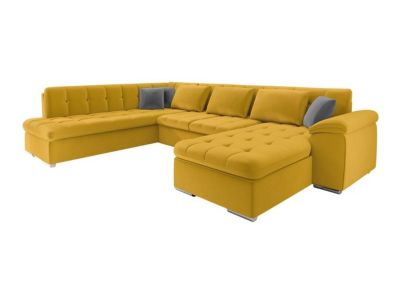 Canapé d'angle Comfivo 114, Jaune, Fonction de couchage, 348x205x76cm