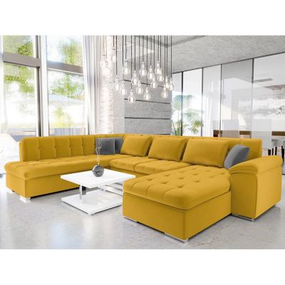 Canapé d'angle Comfivo 114, Jaune, Fonction de couchage, 348x205x76cm
