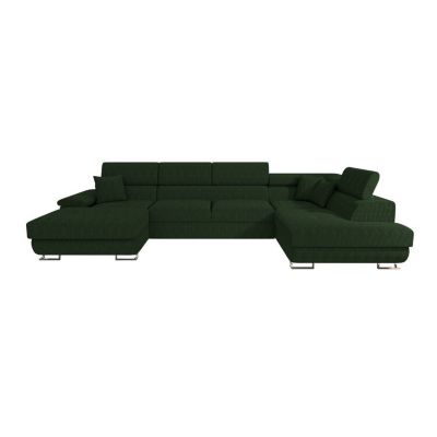 Canapé d'angle Comfivo 138, Vert, Fonction de couchage, 345x202x71cm