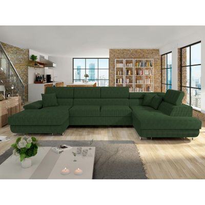 Canapé d'angle Comfivo 138, Vert, Fonction de couchage, 345x202x71cm