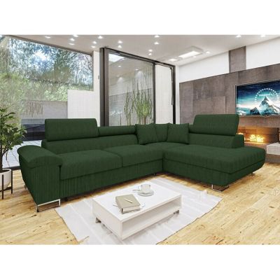 Canapé d'angle Comfivo 139, Vert, Fonction de couchage, 270x202x71cm