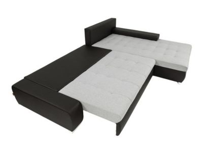 Canapé d'angle Comfivo 147, Noir, Fonction de couchage, 302x213x80cm