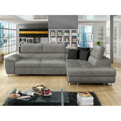 Canapé d'angle Comfivo 166, Gris, Fonction de couchage, 270x202x71cm