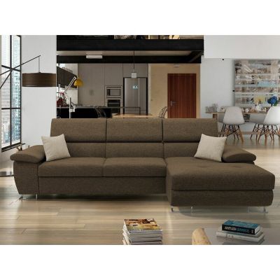 Canapé d'angle Comfivo 192, Marron, Fonction de couchage, 275x170x71cm