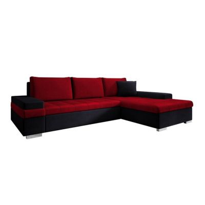 Canapé d'angle Comfivo 212, Rouge, Fonction de couchage, 274x182x83cm