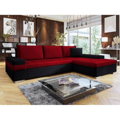 Canapé d'angle Comfivo 212, Rouge, Fonction de couchage, 274x182x83cm