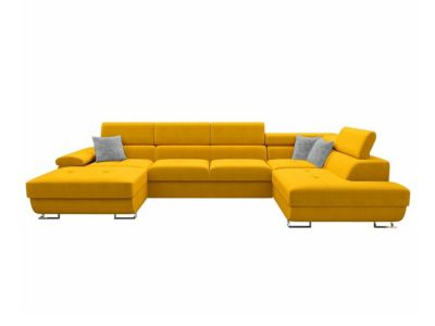 Canapé d'angle Comfivo 249, Jaune, Fonction de couchage, 345x202x71cm