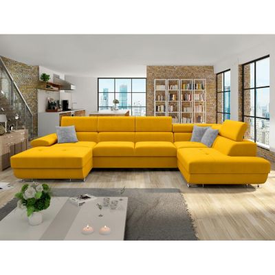 Canapé d'angle Comfivo 249, Jaune, Fonction de couchage, 345x202x71cm