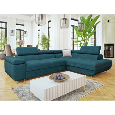 Canapé d'angle Comfivo Eliferu 101, Bleu, Fonction de couchage