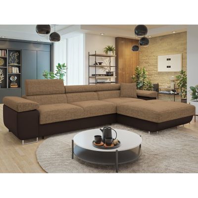 Canapé d'angle Comfivo Eliferu 102, Marron, Fonction de couchage