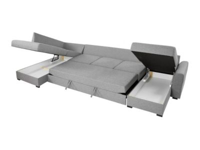 Canapé d'angle Comfivo Flumen I, Gris foncé, Fonction de couchage