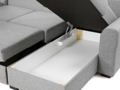 Canapé d'angle Comfivo Flumen I, Gris foncé, Fonction de couchage