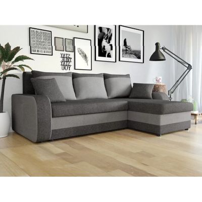 Canapé d'angle Comfivo Melissa, Gris foncé, Fonction de couchage
