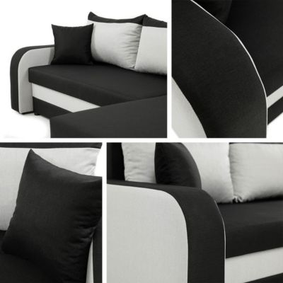 Canapé d'angle Comfivo Melissa, Gris foncé, Fonction de couchage