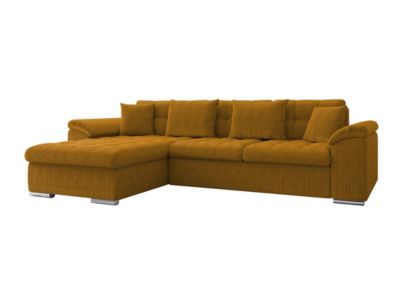 Canapé d'angle Comfivo Mica, Jaune, Fonction de couchage, 280x160x76cm