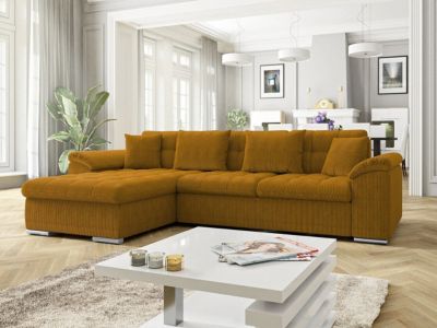 Canapé d'angle Comfivo Mica, Jaune, Fonction de couchage, 280x160x76cm